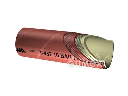 Potravinová hadice na tekuté poživatiny T452 LH, 38/50mm, 10bar, NR/NBR-PVC, -30°C/+80°C, červená